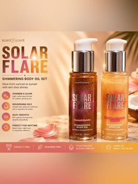 2pc set Solar Flare Shimmering Body Oil - Gold